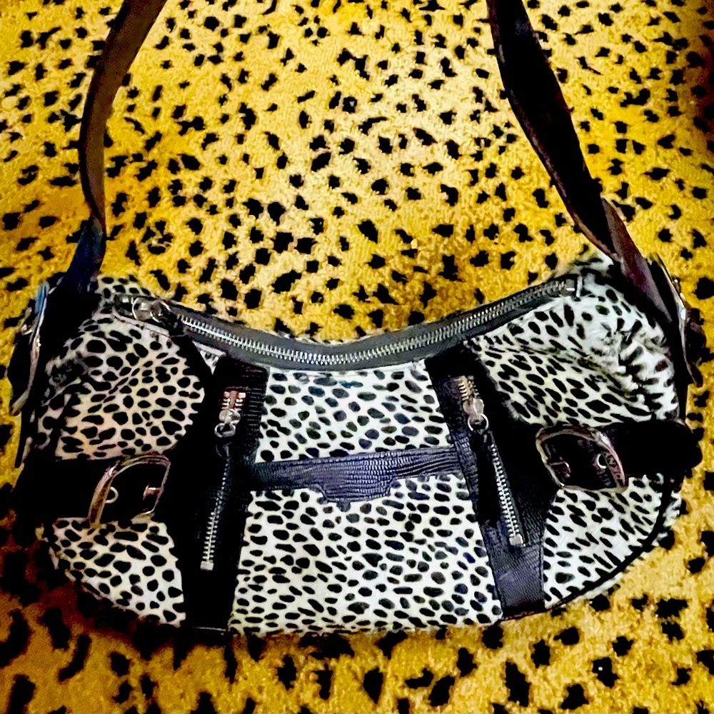 DKNY brown leather & calf skin animal print Bag